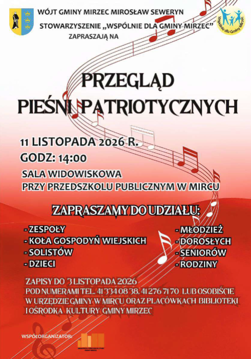 Zapraszamy do udziału w Przeglądzie Pieśni Patriotycznych